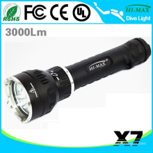 High Lumen Snorkel Dive Flashlight Magnetic Switch on Land/Underwater use X7